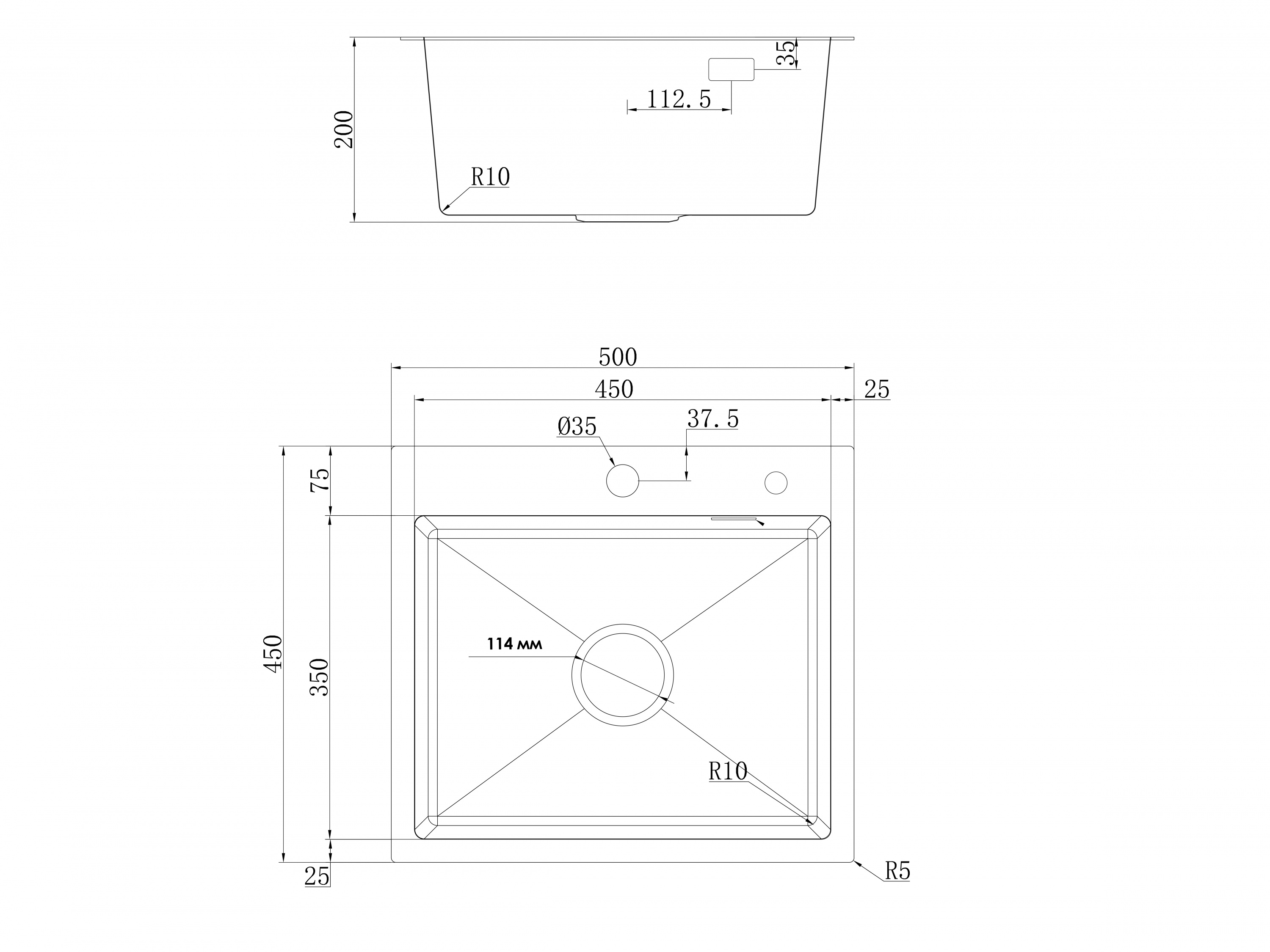 картинка Кухонная мойка Ukinox PRB500.450 -GT10C 0CW 01 & S 