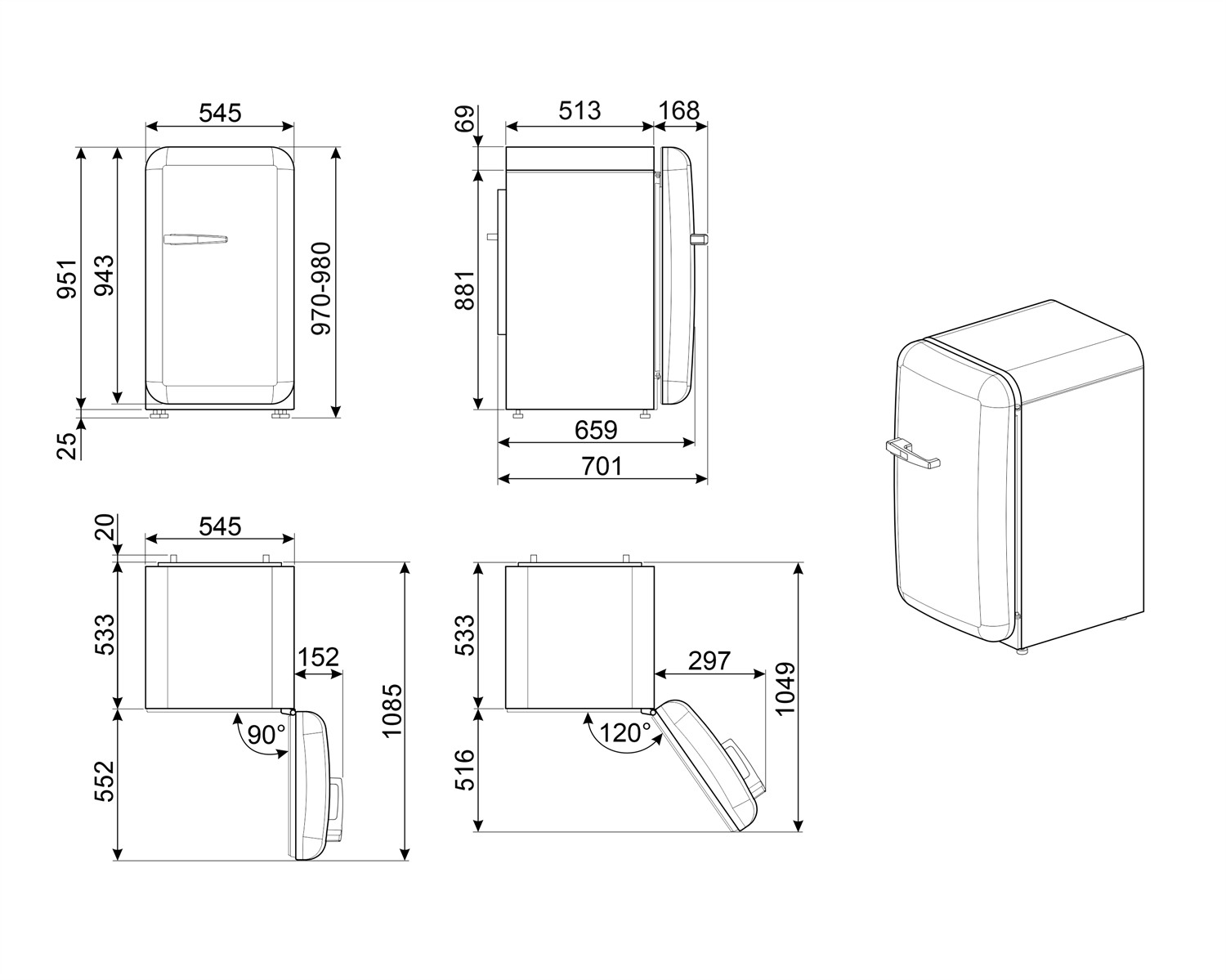 картинка Отдельностоящий холодильник Smeg FAB10ROR5 