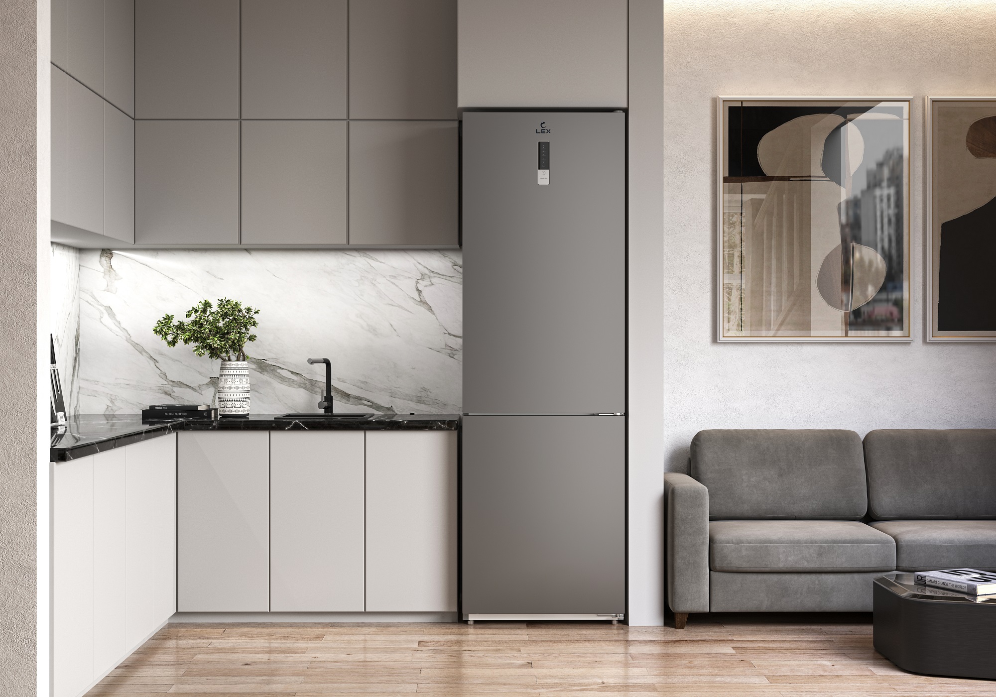 картинка Отдельностоящий холодильник Lex LKB201.2IXD 