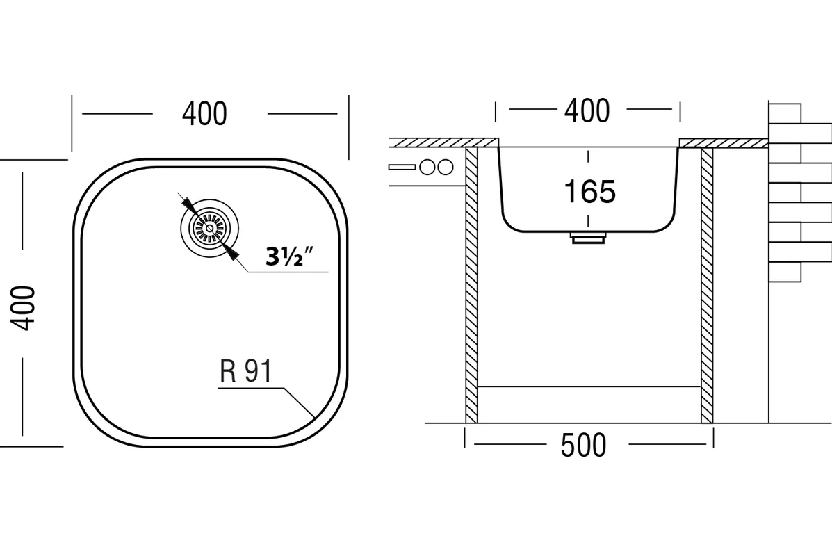 картинка Кухонная мойка Ukinox Модерн MOD400.400 -GT6C 