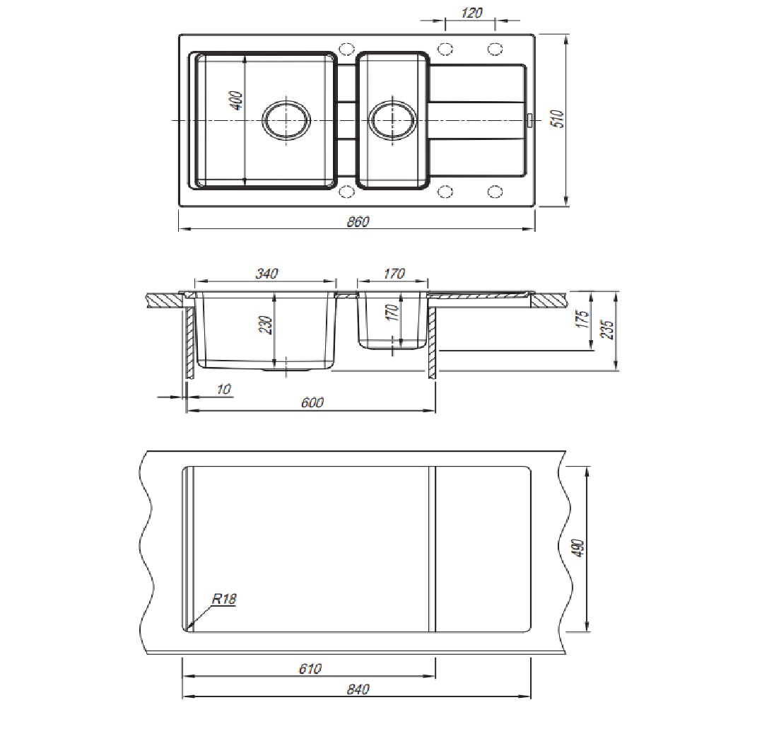 картинка Мойка для кухни Florentina Комби-860К 