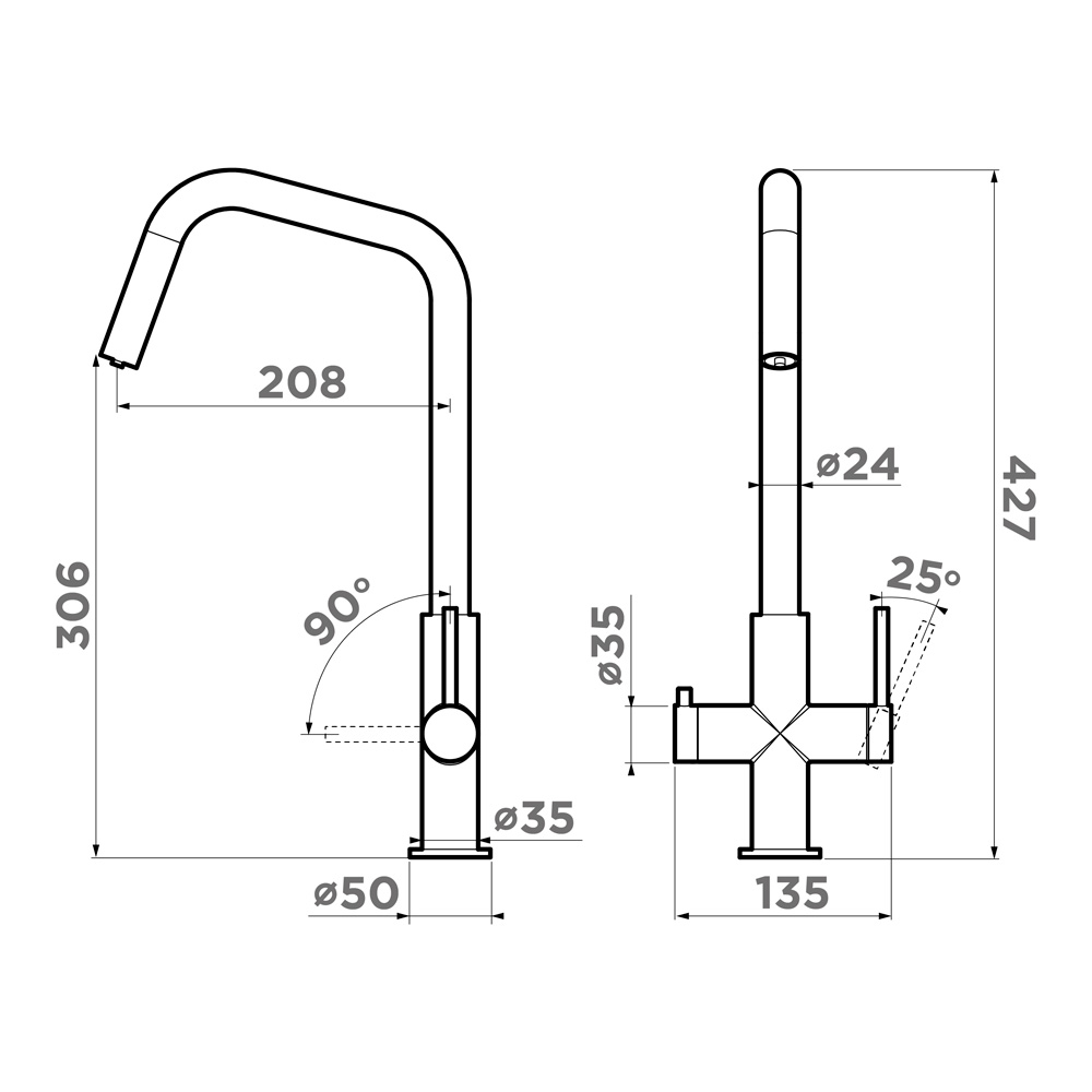 картинка Смеситель Omoikiri Miyako (gm) вороненая сталь 