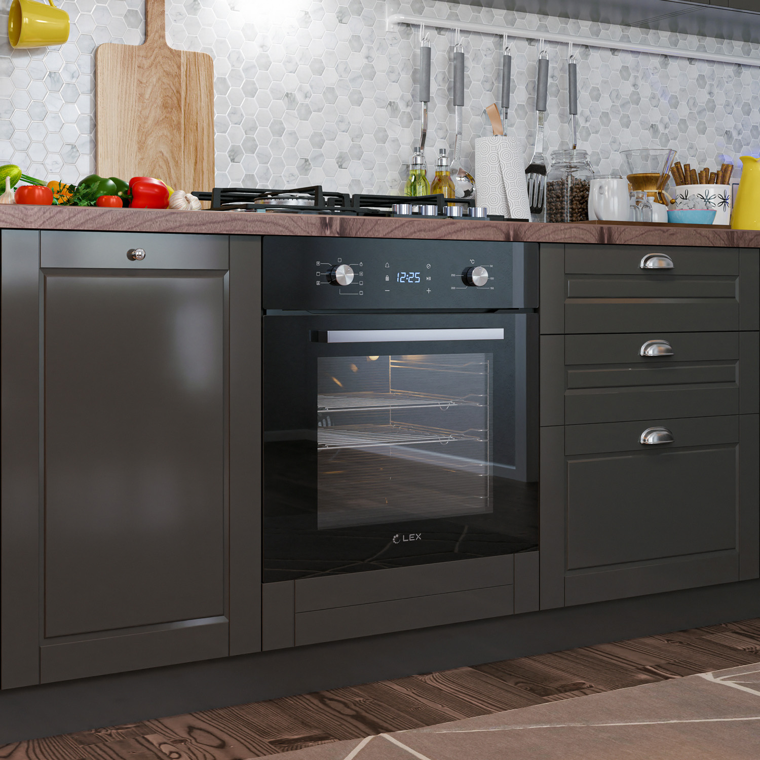 картинка Духовой шкаф Lex EDM 071 BL черный 