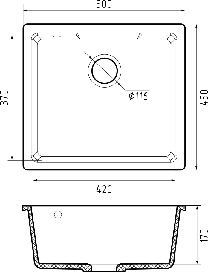 картинка |Discount| Мойка для кухни Granfest URBAN 4550 черный 