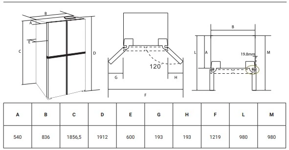 картинка Полувстраиваемый холодильник Hiberg RFQ-600DX NFYM INVERTER бежевый 
