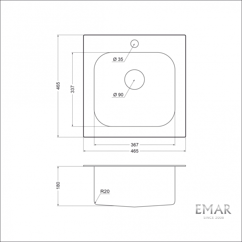 картинка Кухонная мойка Emar Steel 130A глянец 