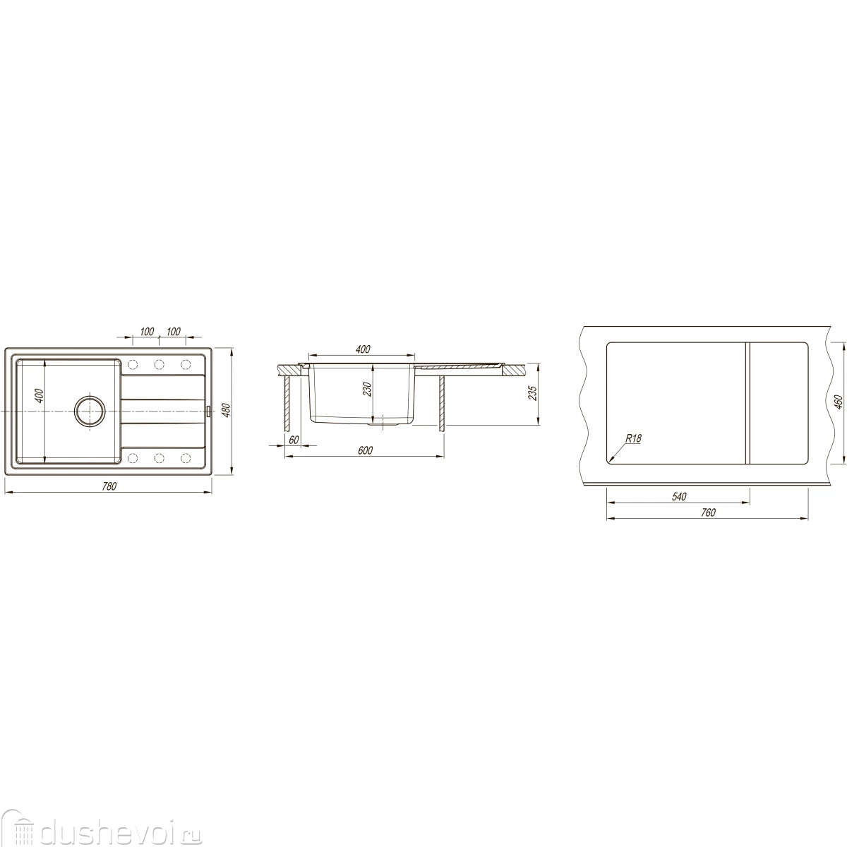 картинка Мойка для кухни Florentina Комби-780 