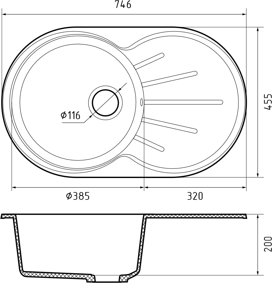 картинка Мойка для кухни Granfest GR-R750L  картинка Мойка для кухни Granfest GR-R750L