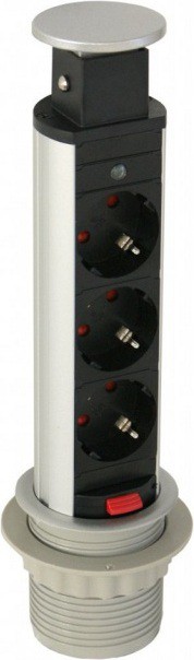 картинка Встраиваемая розетка GLS 3X16 EURO серебристый 