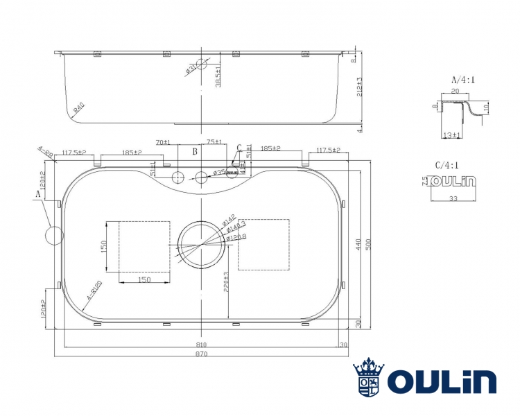 картинка Мойка для кухни Oulin OL-330 