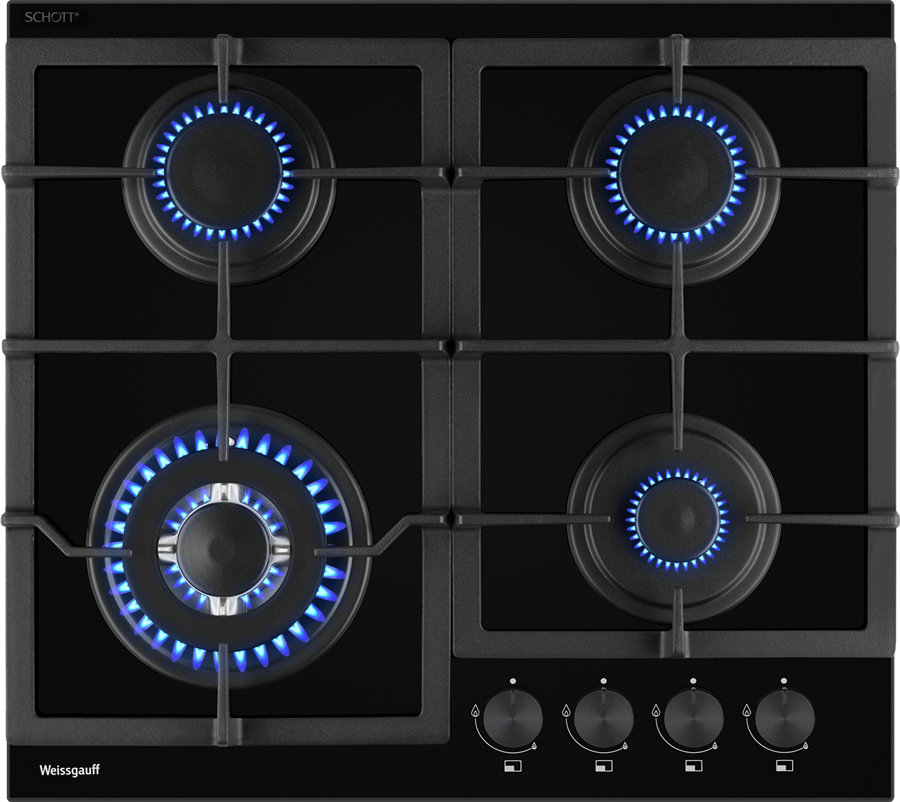 картинка Газовая варочная панель Weissgauff HGG 641 BGV Nano Glass черный 