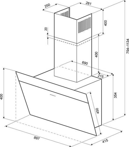 картинка Кухонная вытяжка Krona KRISTEN 900 WHITE/INOX S 