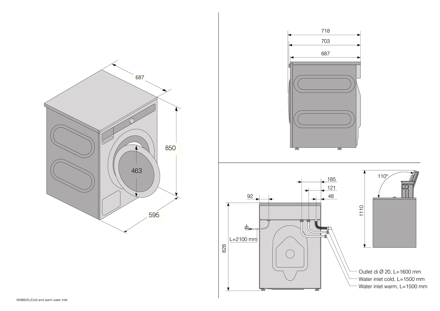 картинка Стиральная машина с паром Asko W7124XXLW белый 