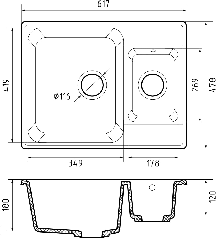 картинка Мойка для кухни Granfest-Quarz GF-Z09 песочный 