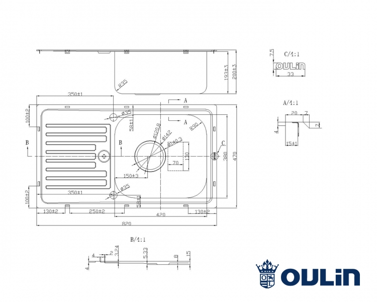 картинка Мойка для кухни Oulin OL-101Y 