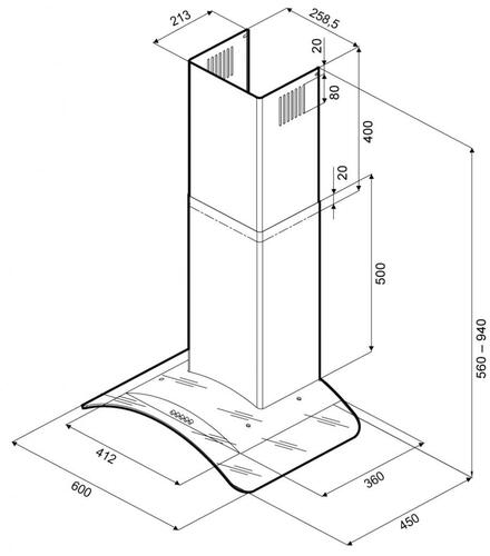 картинка Кухонная вытяжка Krona SABRINA 600 INOX/GLASS PUSH BUTTON 