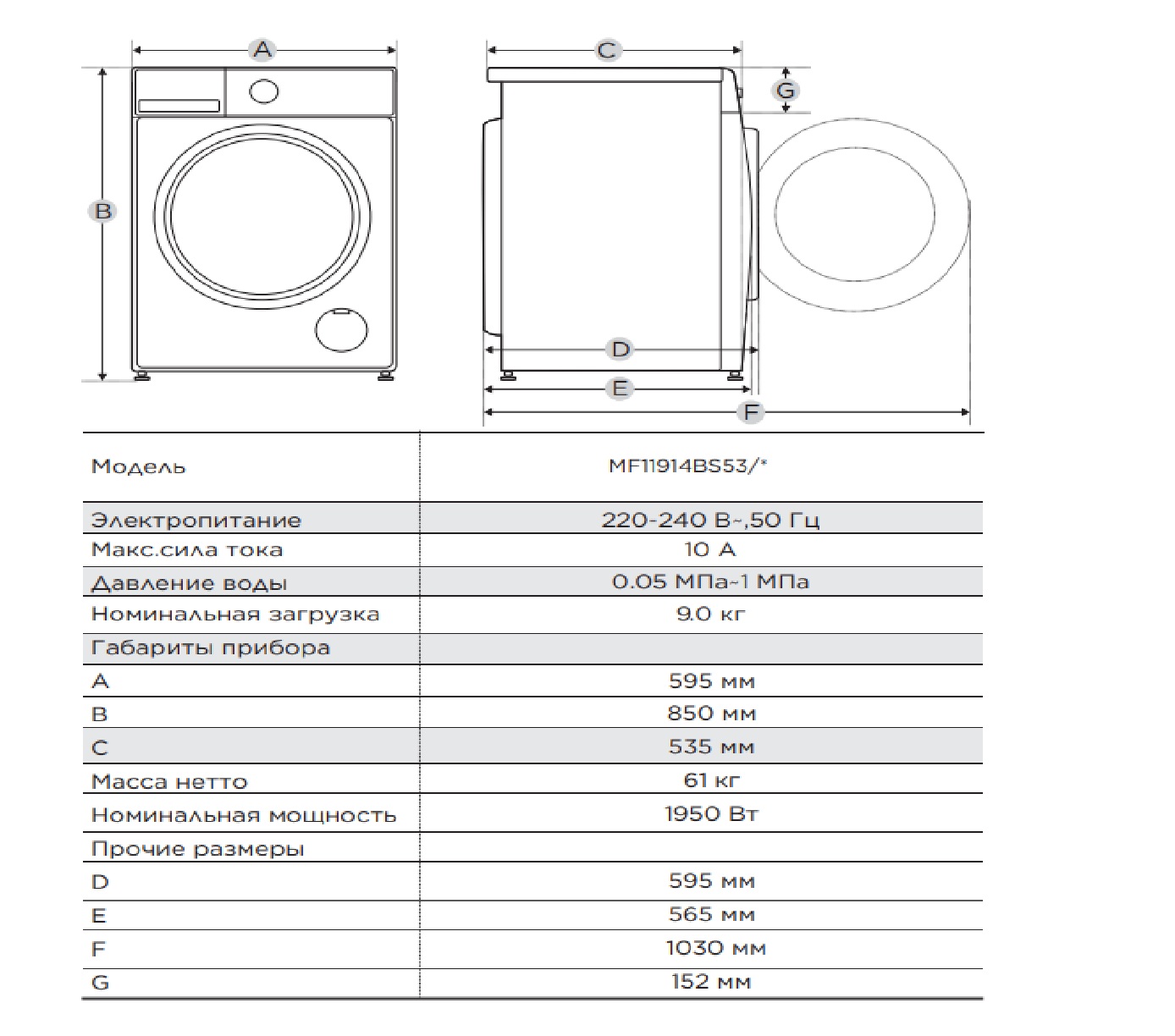 картинка Стиральная машина Midea MF11914BS53/W 