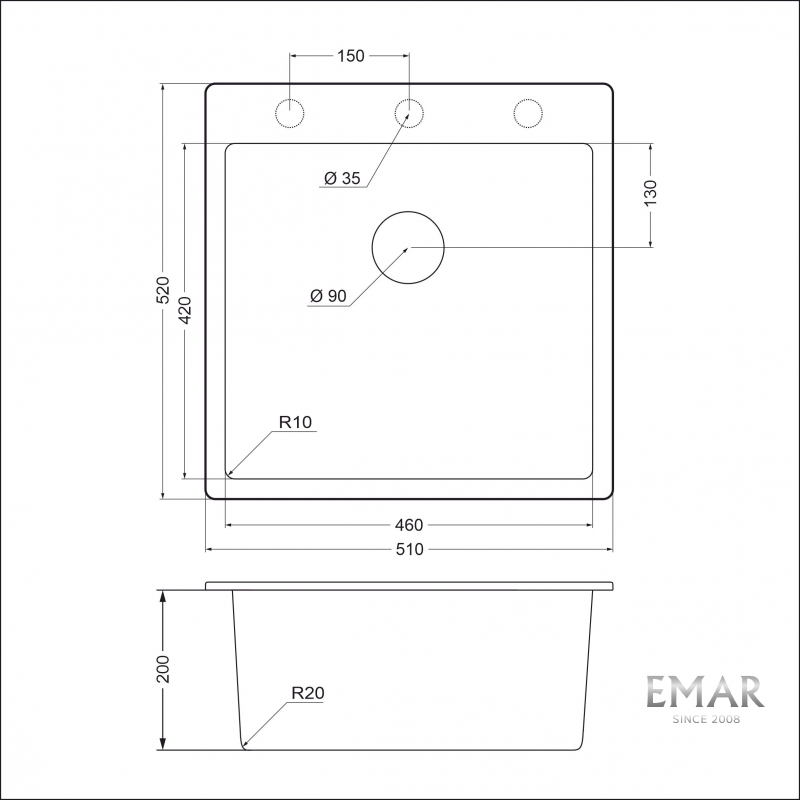 картинка Кухонная мойка Emar Quartz EMQ-1510.Q 