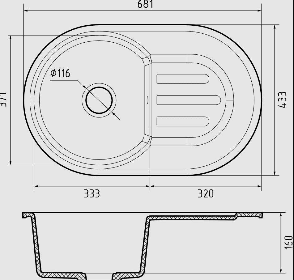 картинка Мойка для кухни Granfest-Smart SM685L белый 
