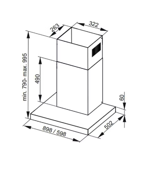 картинка Кухонная вытяжка De Dietrich DHB4984B Infinite Black 
