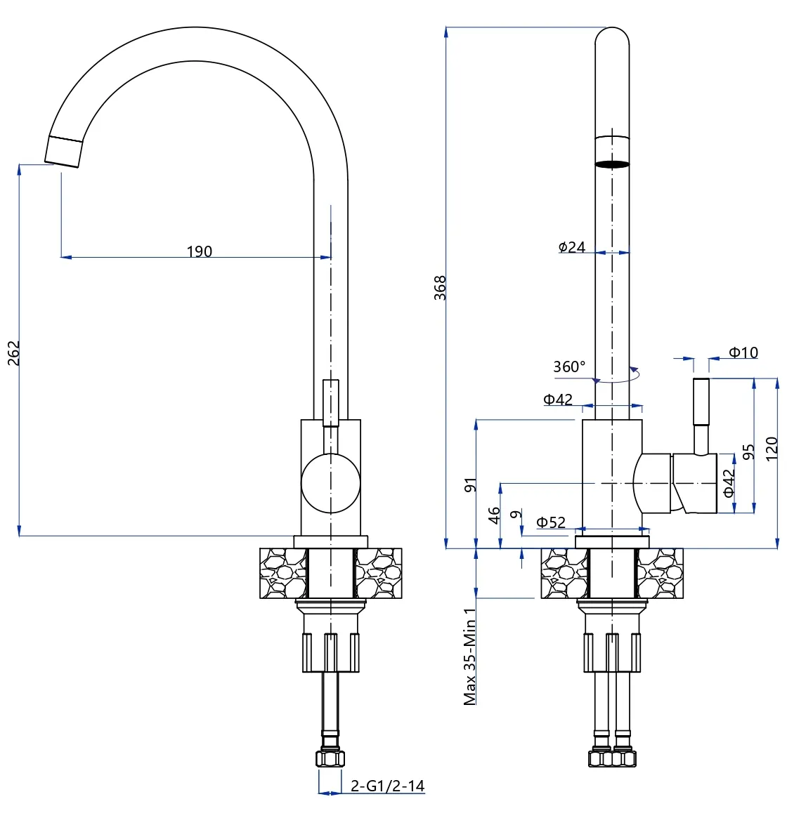 картинка Смеситель Granfest Urban Z-5410 PVD графит 