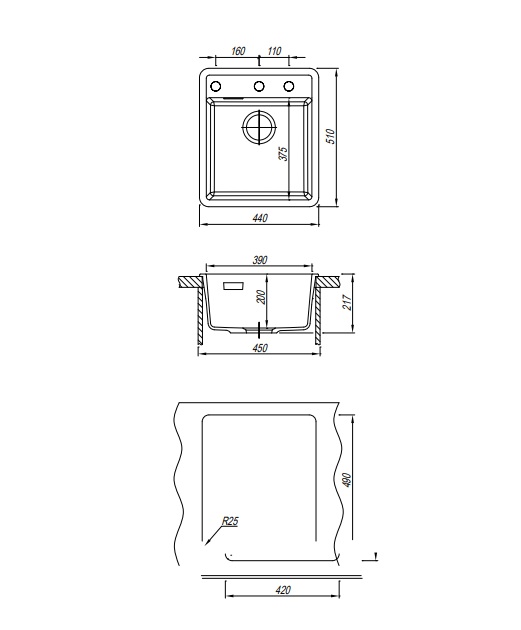 картинка Мойка для кухни Florentina ПЬЕМОНТ 440 