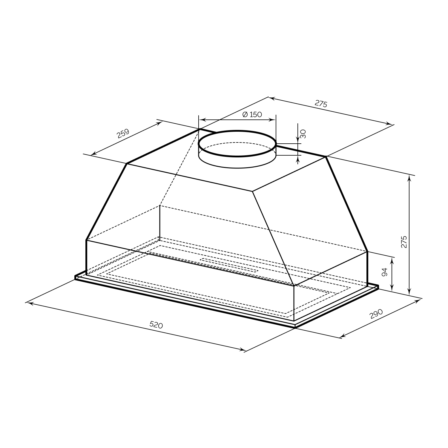 картинка Кухонная вытяжка Lex HYPER 600 GS BL черная 