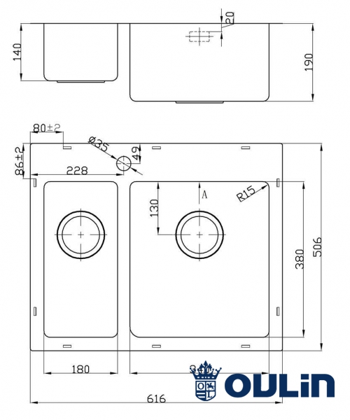 картинка Мойка для кухни Oulin OL-FTR202R 