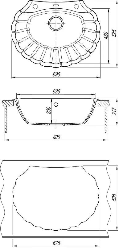 картинка |Discount| Кухонная мойка Florentina Гребешок 