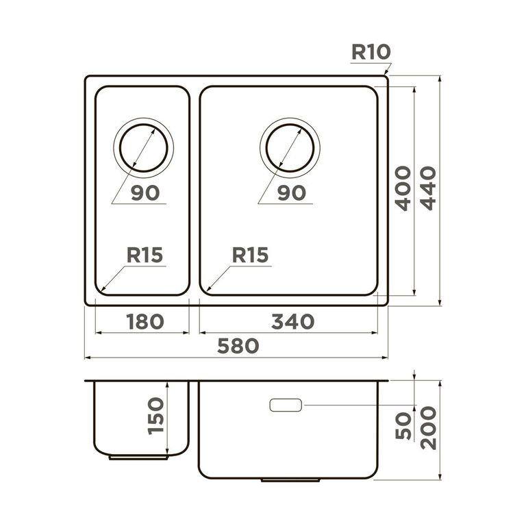 картинка Мойка Omoikiri TADZAVA 58-2-U/I-IN-R ULTRA 15 