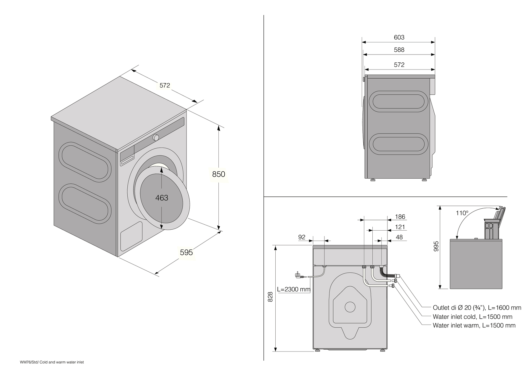картинка Стиральная машина с паром Asko W7096XG черный графит 