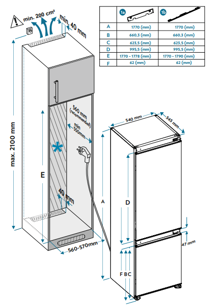 картинка Встраиваемый холодильник Weissgauff WRKI 178 V NoFrost 