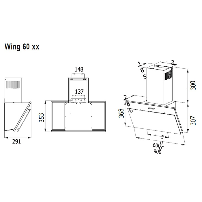 картинка Кухонная вытяжка Evelux WING 60 BG 