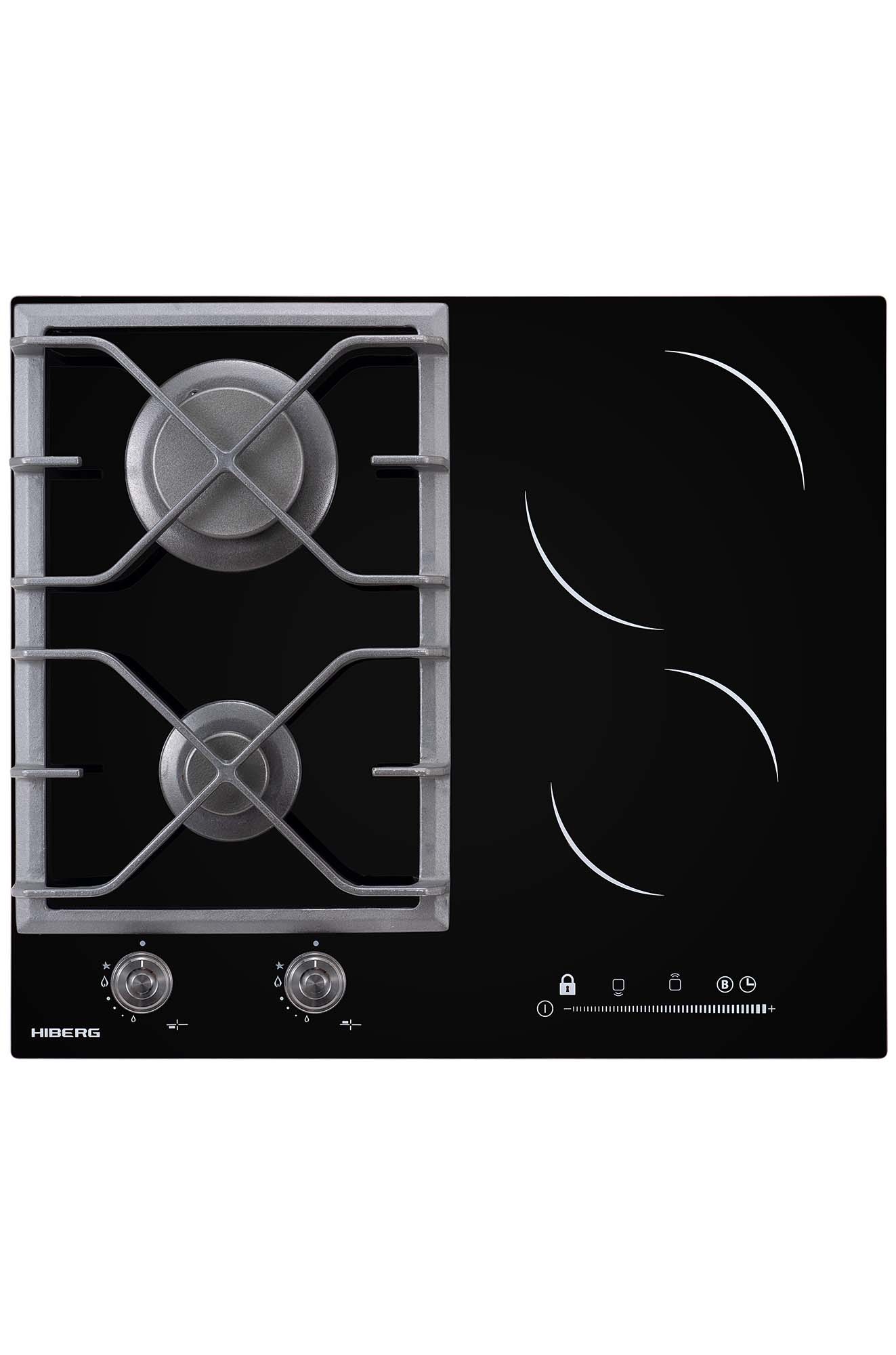 картинка Комбинированная варочная панель Hiberg VM 6021 B черный 