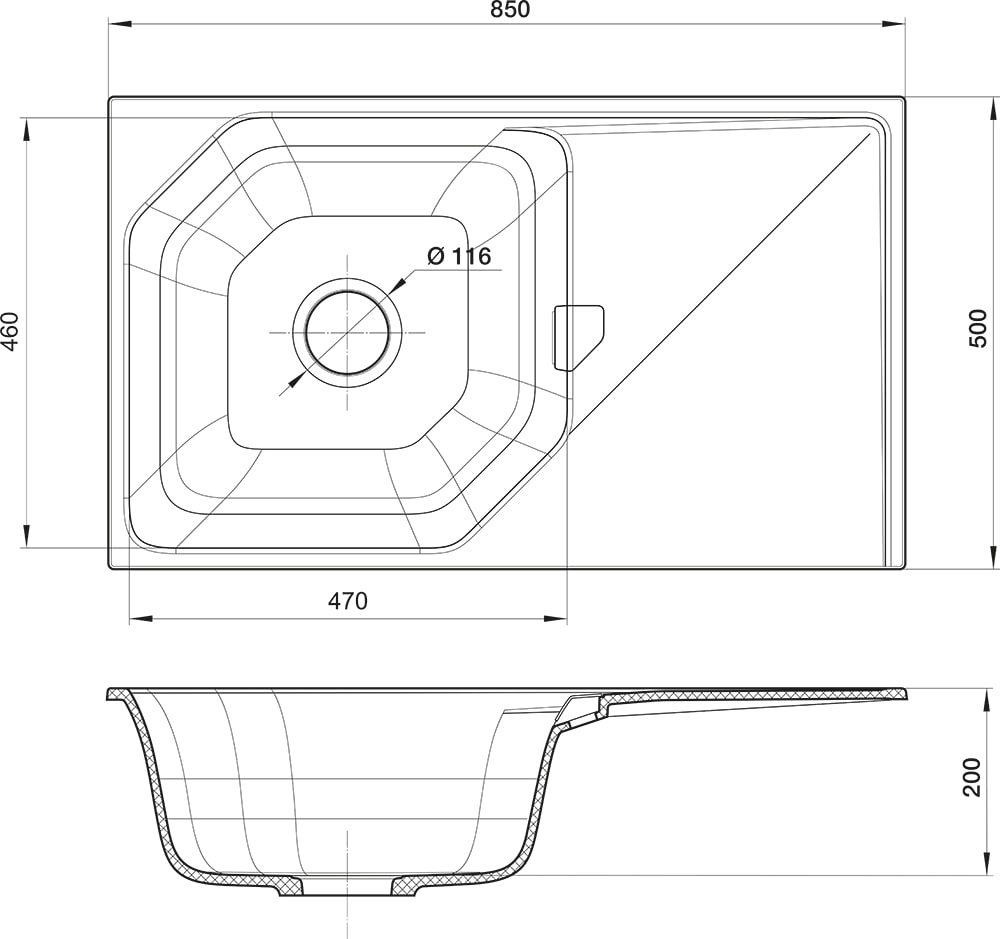 картинка Мойка для кухни Rivelato LOCUS LS-85 