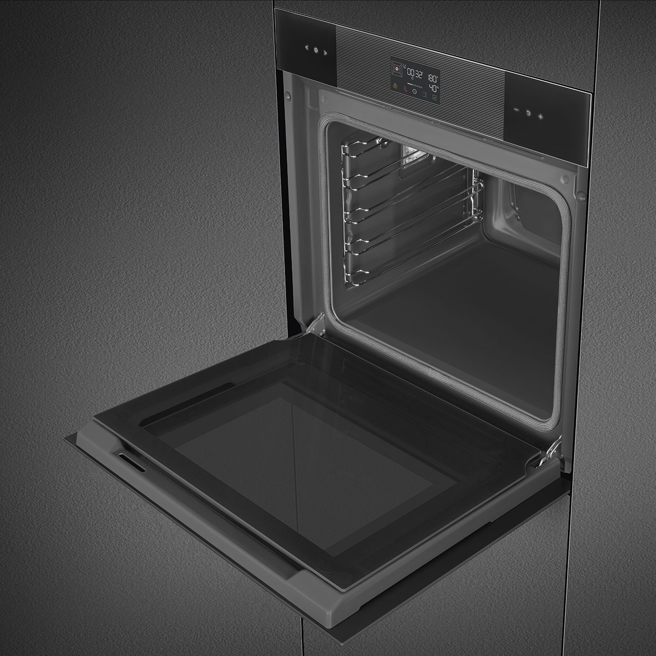 картинка Электрический духовой шкаф с функцией пара Smeg SOP6102S2PB3 стекло Deep Black 