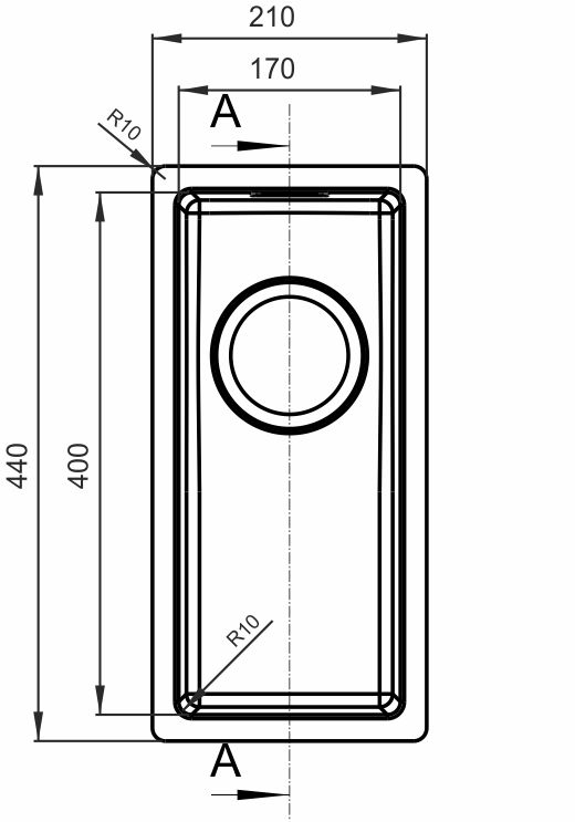 картинка Мойка для кухни Florentina ОПТИМА-HM 210/440 нержавеющая сталь 