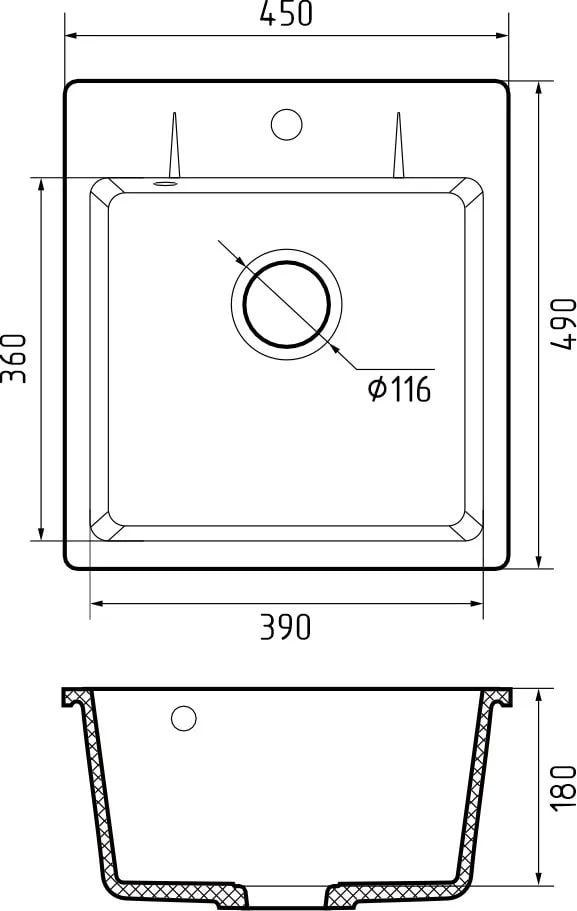 картинка Кухонная мойка Granfest GF-URBAN 245 