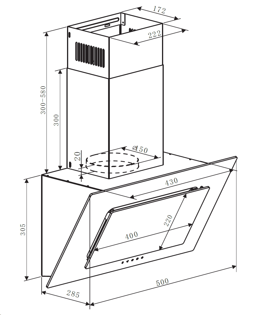 картинка Кухонная вытяжка Weissgauff Zaurak 50 PB BL 
