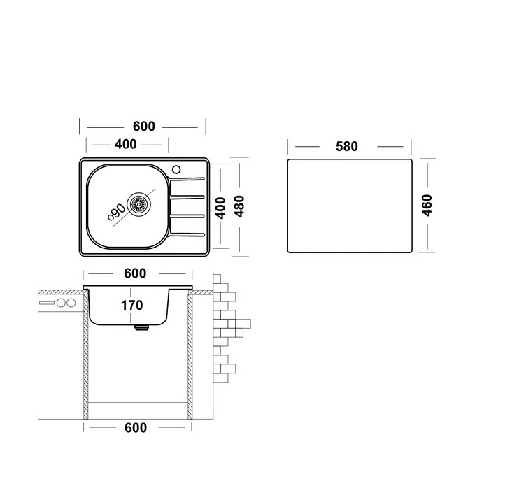 картинка Мойка для кухни Ukinox GRM600.480 -GT6K 2L & S701 нержавеющая сталь 
