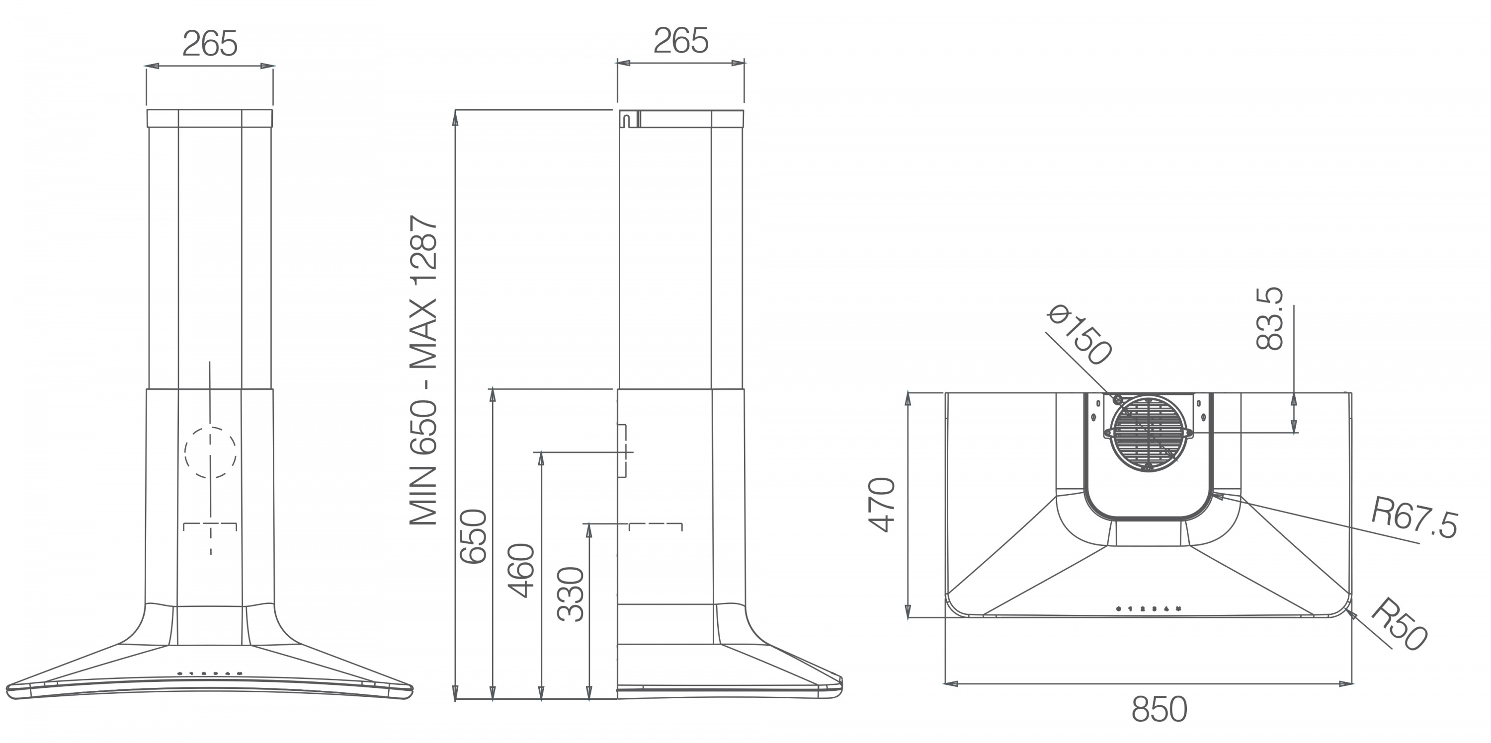 картинка Кухонная вытяжка Elica SWEET MOON BLACK/A/85 + CAM 