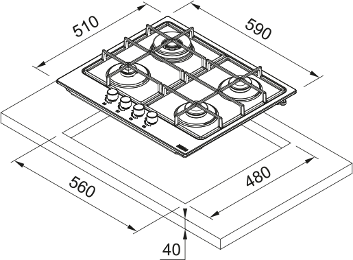 картинка Газовая варочная панель Franke FHSM 604 4G XS C 