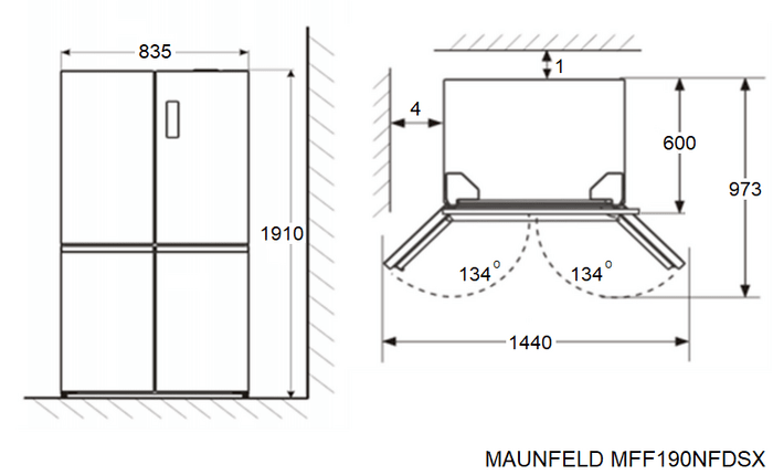 картинка Полувстраиваемый холодильник Maunfeld MFF190NFDPW белый 