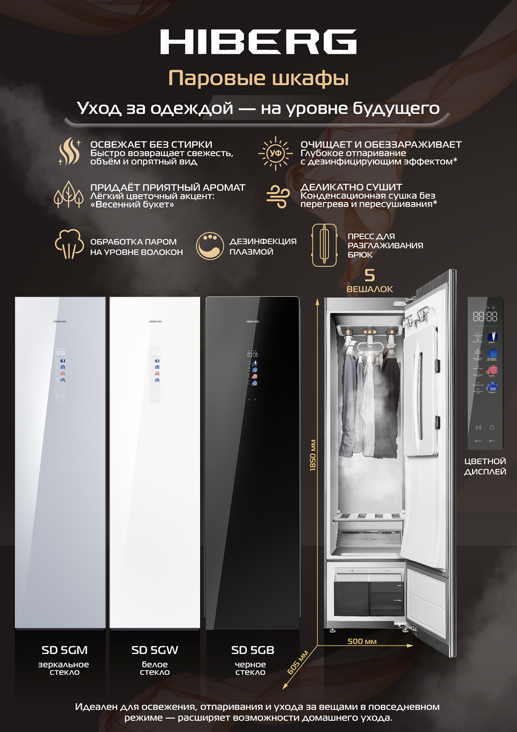 картинка Паровой шкаф Hiberg SD 5GW белый 
