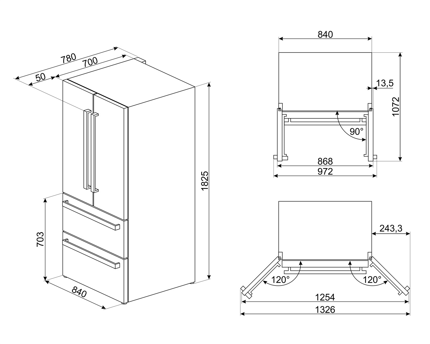 картинка Отдельностоящий холодильник Smeg FQ55FXDE 