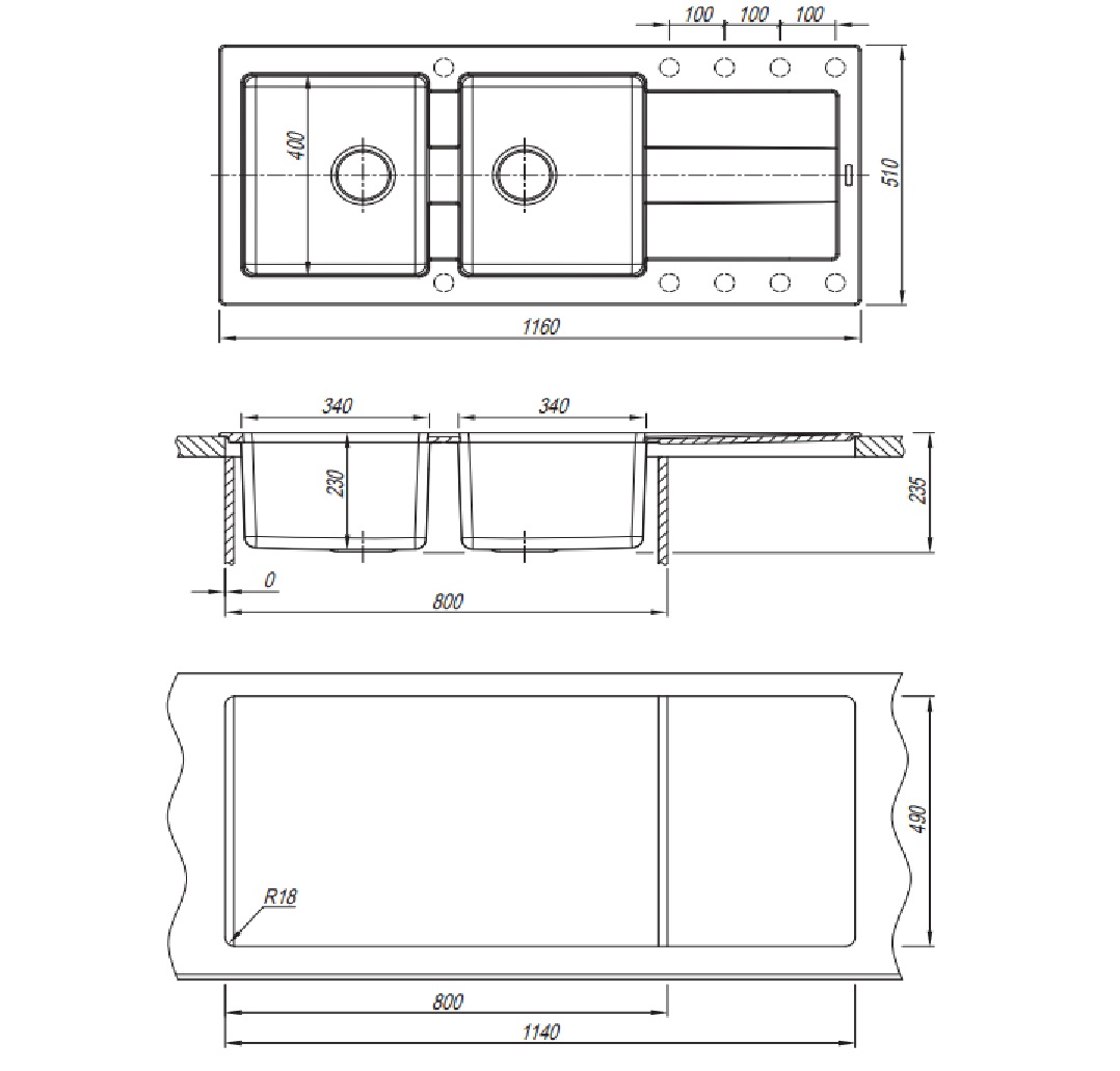 картинка Мойка для кухни Florentina Комби-1160 