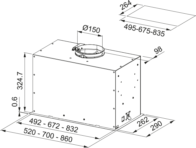 картинка Кухонная вытяжка полновстраиваемая Franke Box FBFP XS A52 