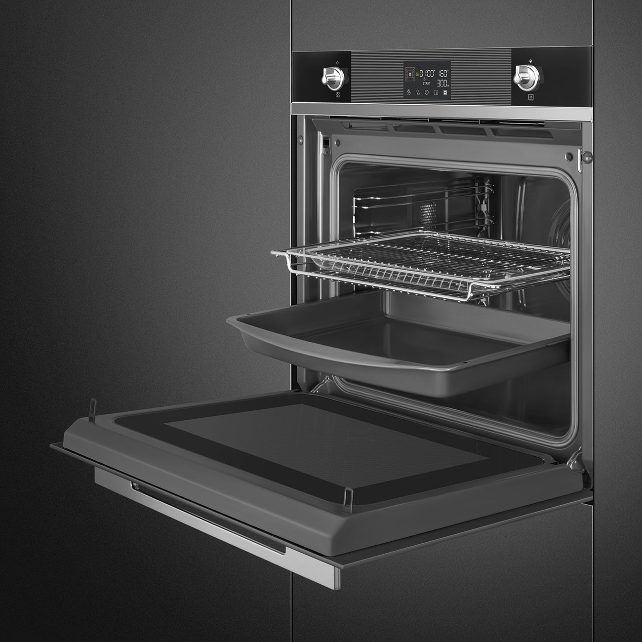 картинка Электрический духовой шкаф с СВЧ Smeg SO6102M2N  картинка Электрический духовой шкаф с СВЧ Smeg SO6102M2N
