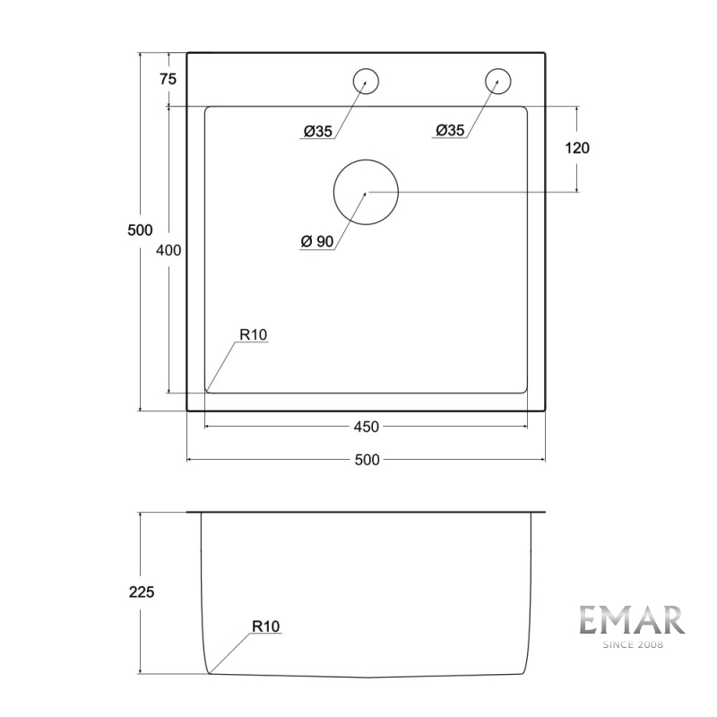 картинка Мойка для кухни с дозатором Emar EMB-117А PVD Nano Coppery 