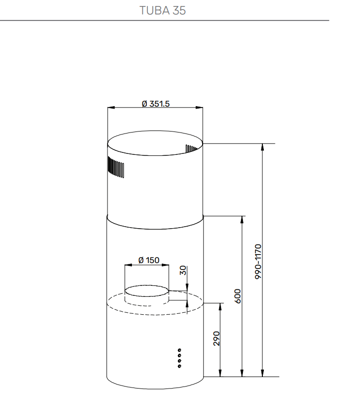 картинка Кухонная вытяжка Kuppersberg TUBA 35 B 